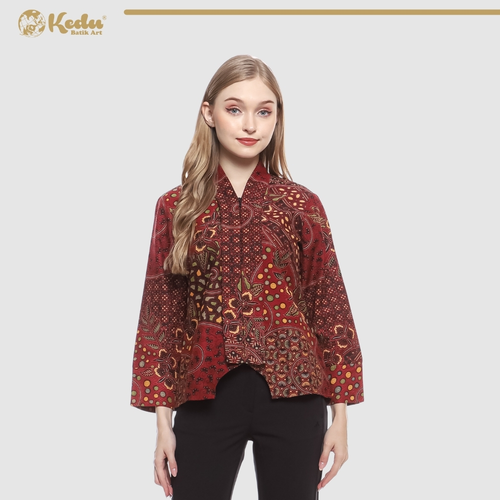 Gania - Blouse Batik Wanita Dobby Merah