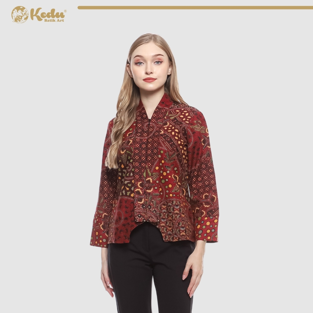 Gania - Blouse Batik Wanita Dobby Merah