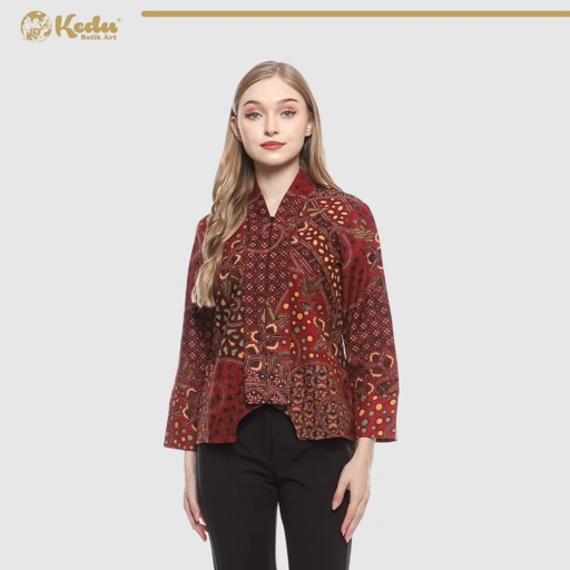 Image of Gania - Blouse Batik Wanita Dobby Merah