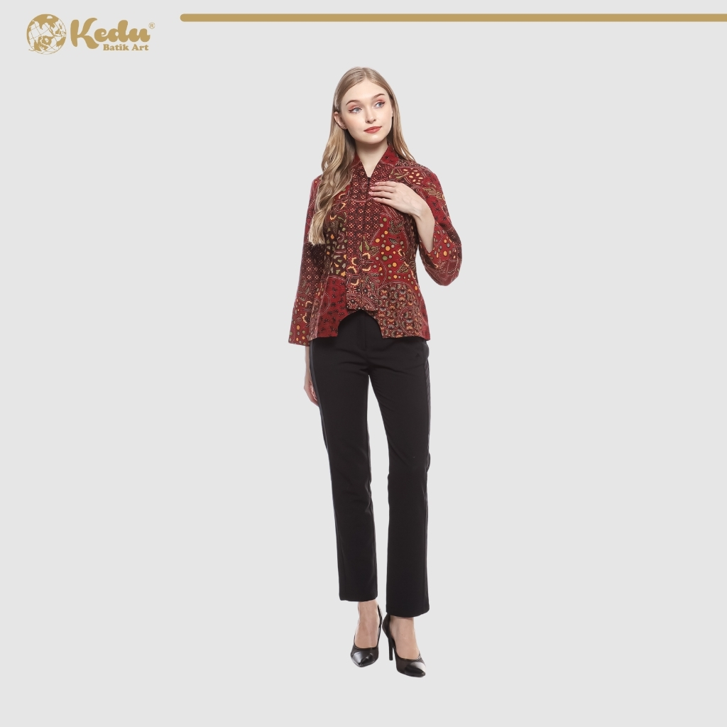 Gania - Blouse Batik Wanita Dobby Merah