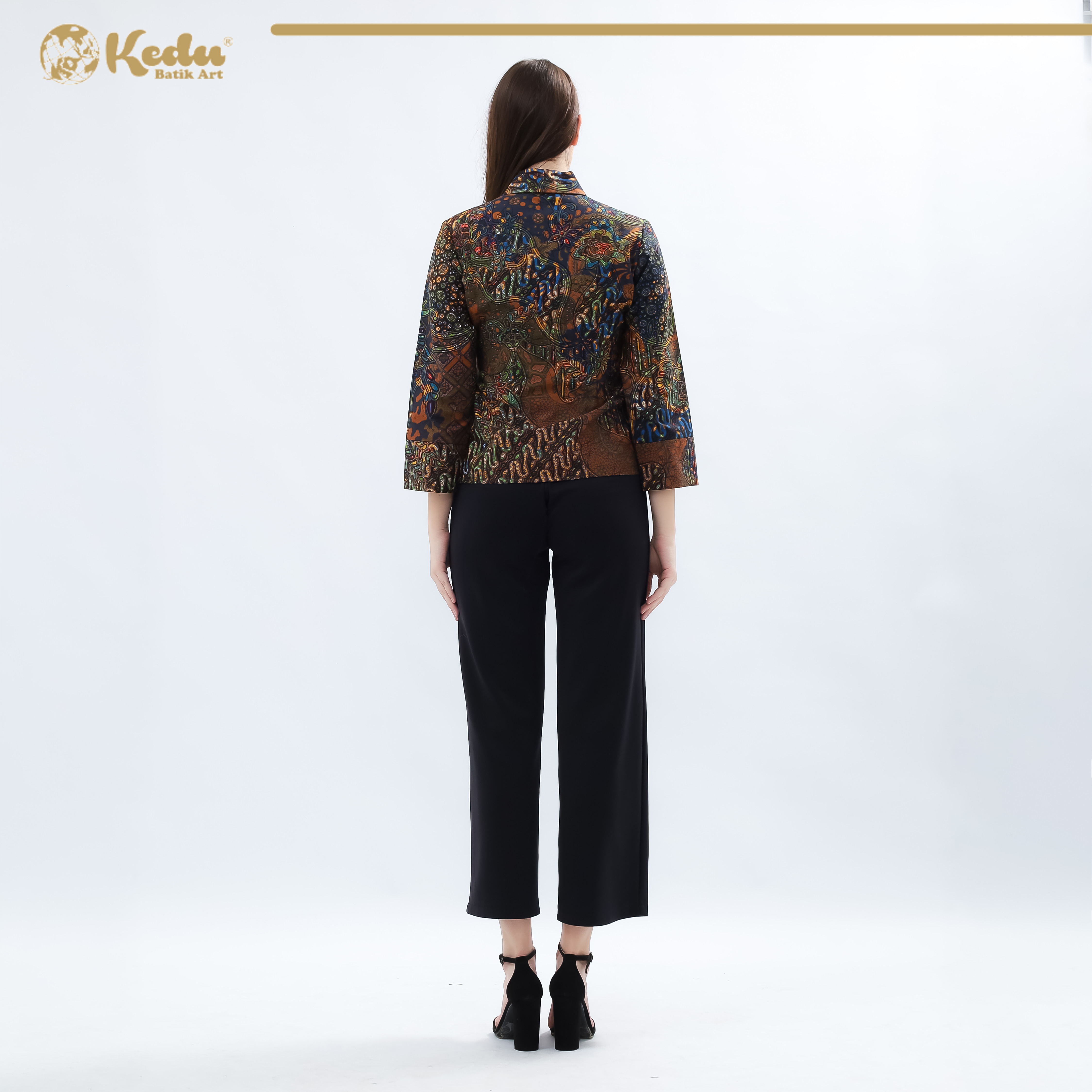 Nova - Blouse Batik Wanita Katun Navy