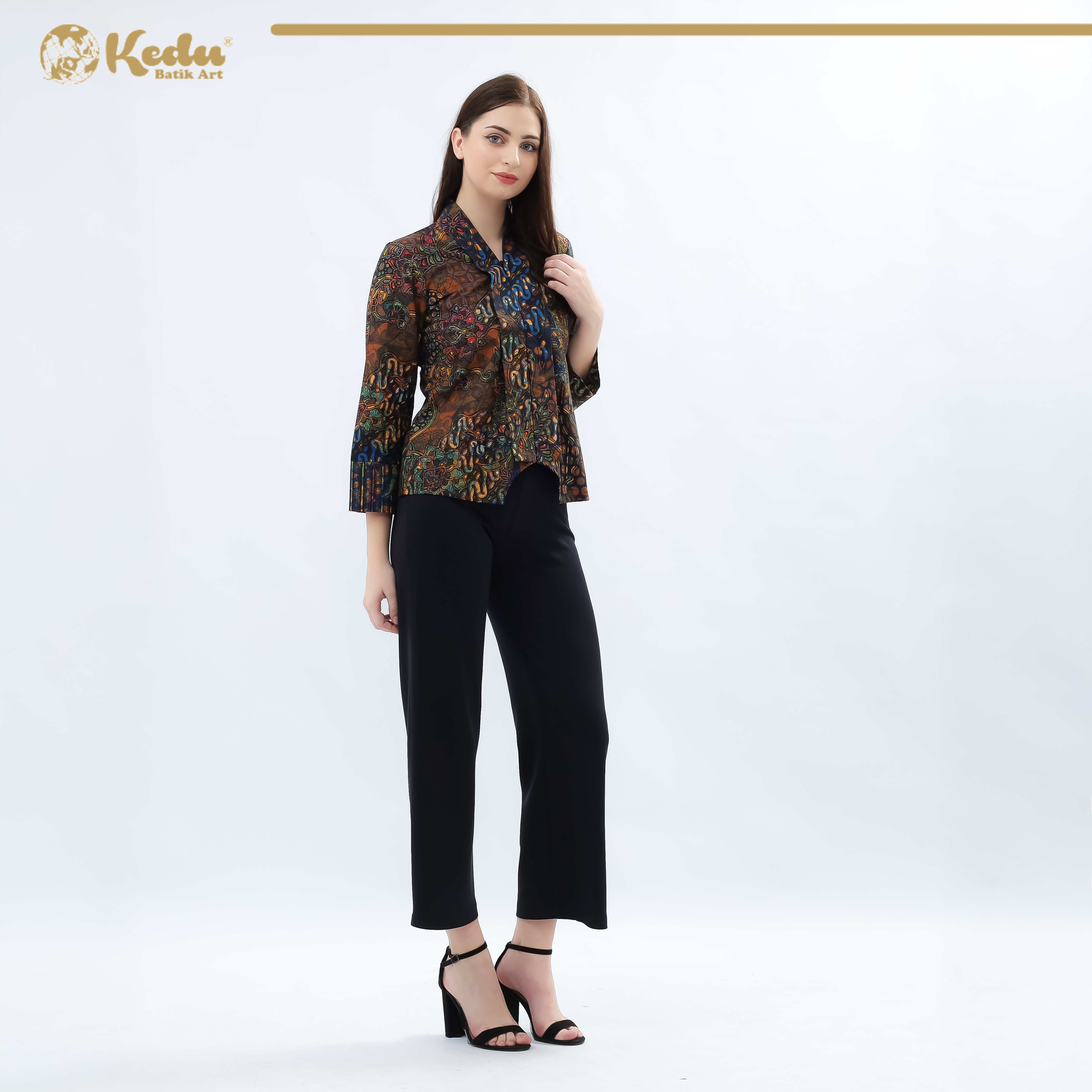 Nova - Blouse Batik Wanita Katun Navy