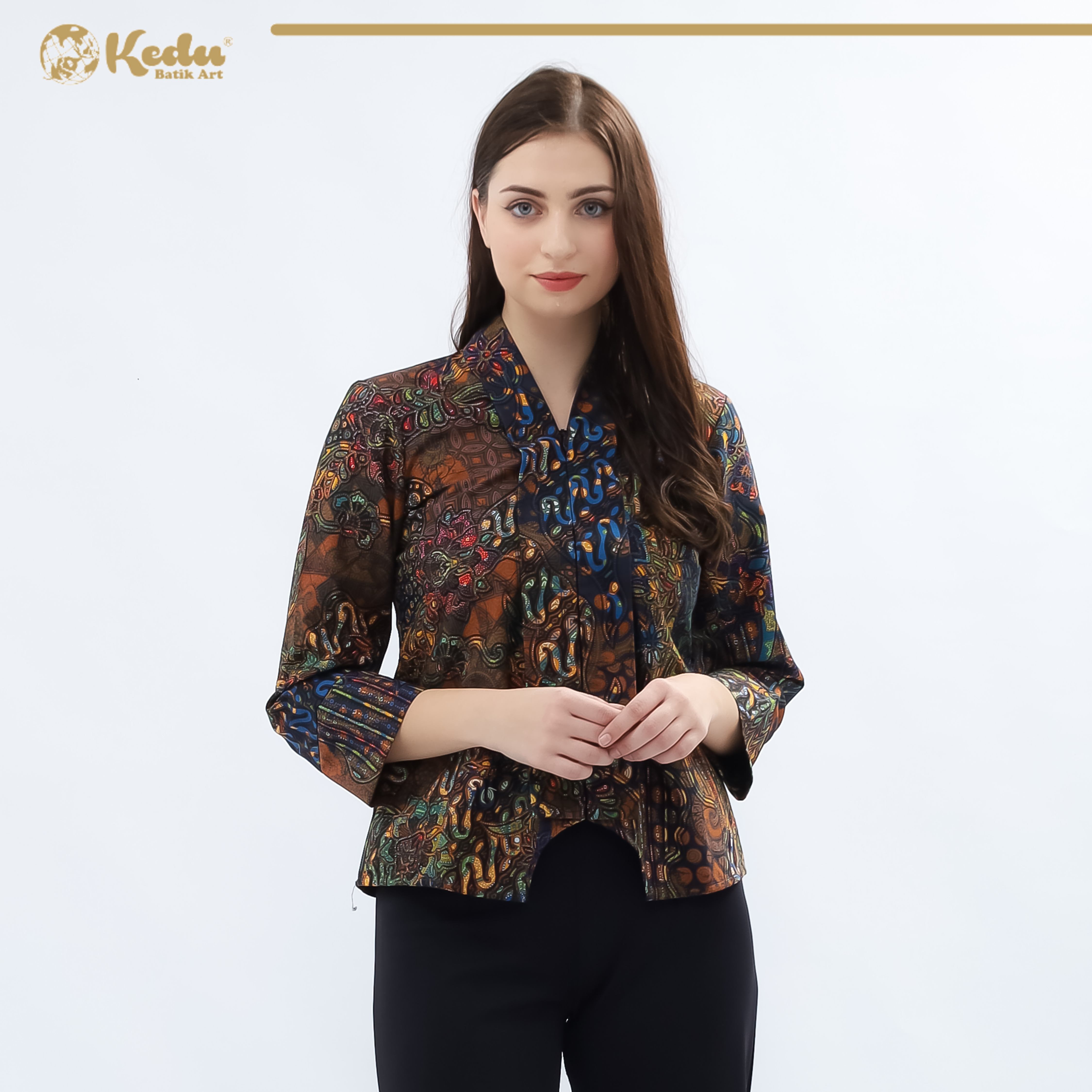 Nova - Blouse Batik Wanita Katun Navy