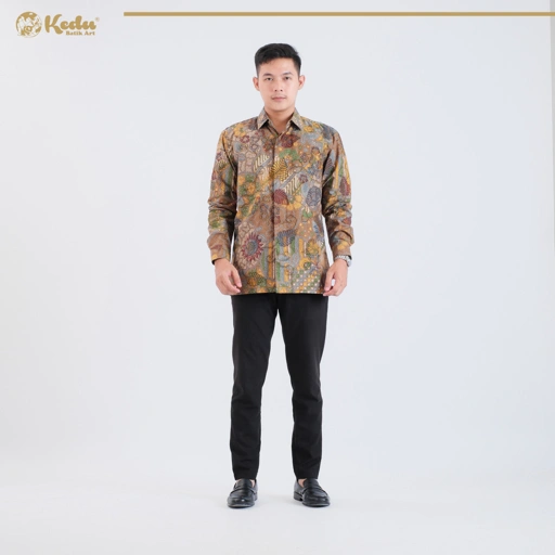 Image of Amerta - Kemeja Batik Pria Lengan Panjang Regular Fit Katun Cream