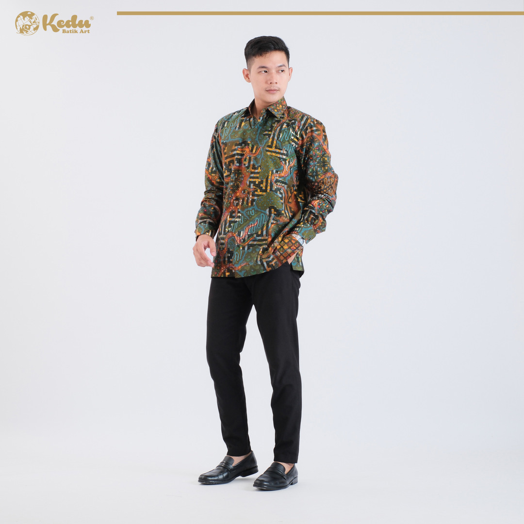 Arunika - Kemeja Batik Pria Lengan Panjang Regular Fit Katun Tosca