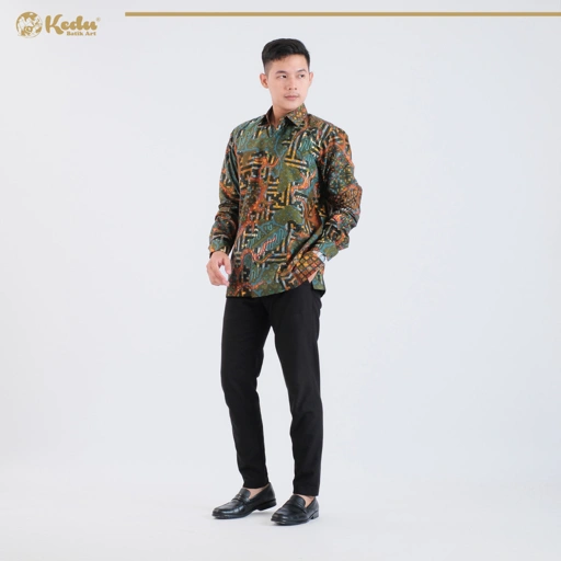 Image of Arunika - Kemeja Batik Pria Lengan Panjang Regular Fit Katun Tosca