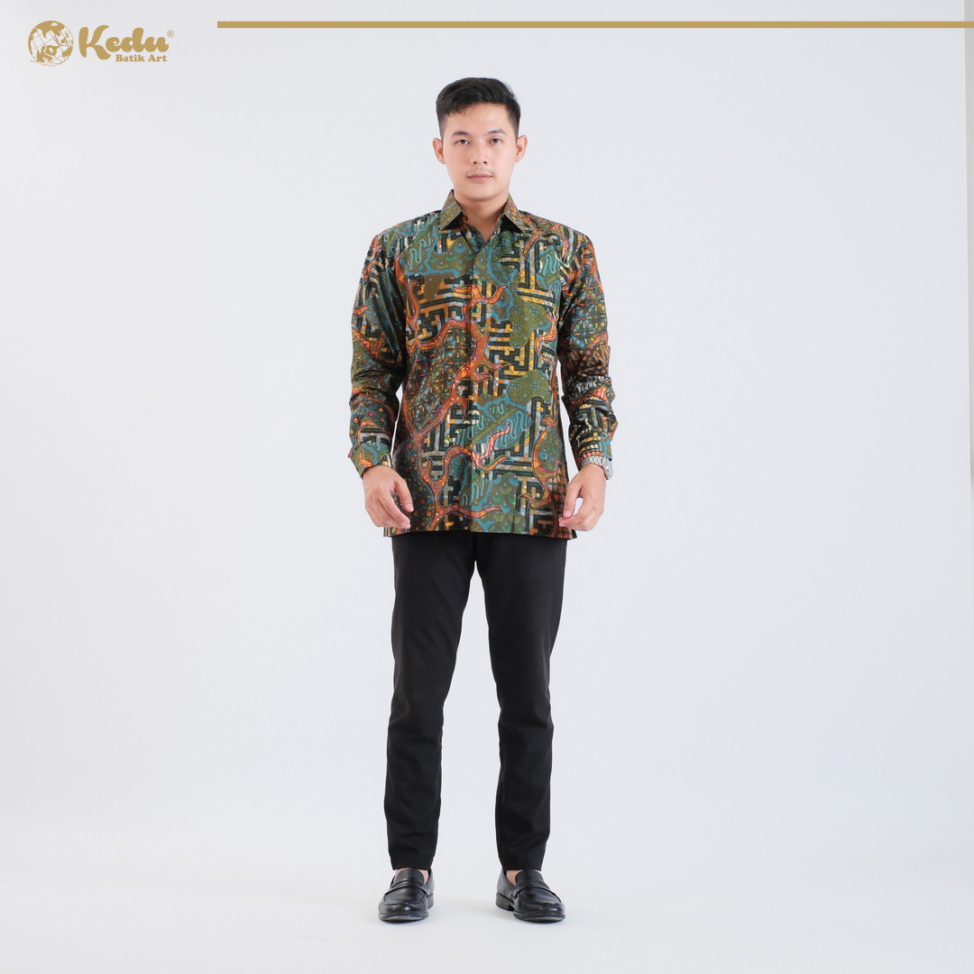 Arunika - Kemeja Batik Pria Lengan Panjang Regular Fit Katun Tosca