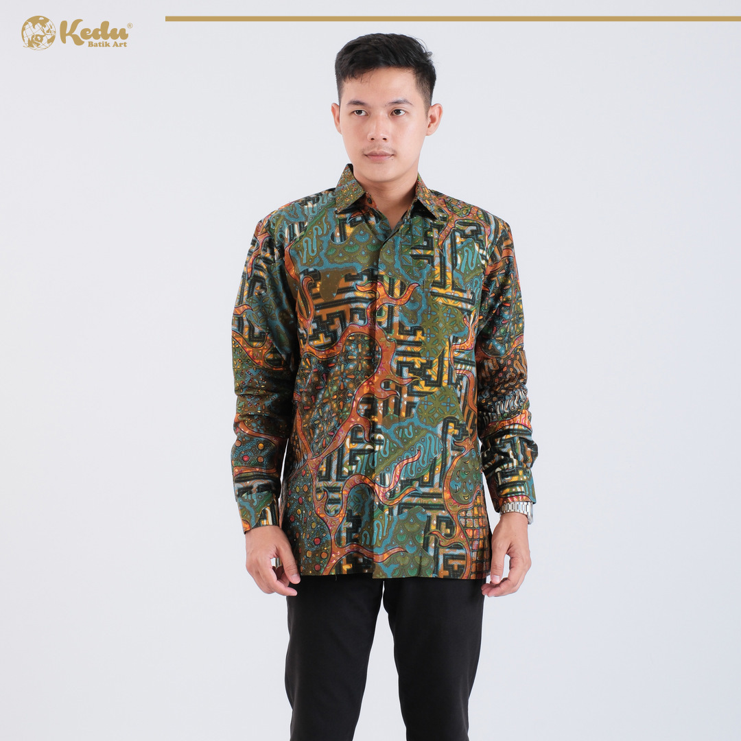 Arunika - Kemeja Batik Pria Lengan Panjang Regular Fit Katun Tosca