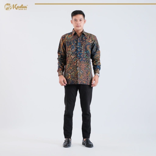 Image of Nova - Kemeja Batik Pria Lengan Panjang Regular Fit Katun Navy