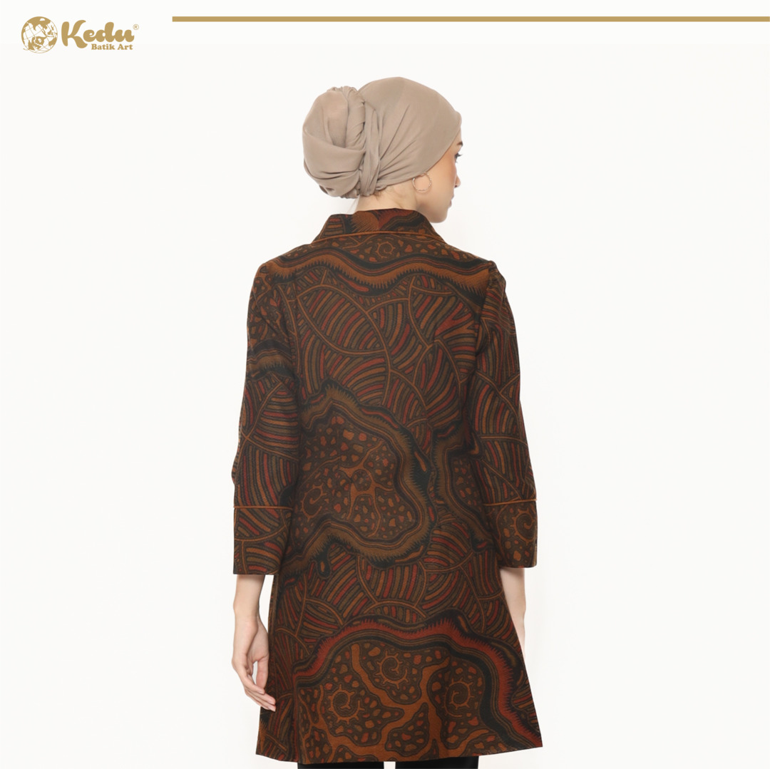 Ulat Batu - Outer Batik Wanita Dobby Abu