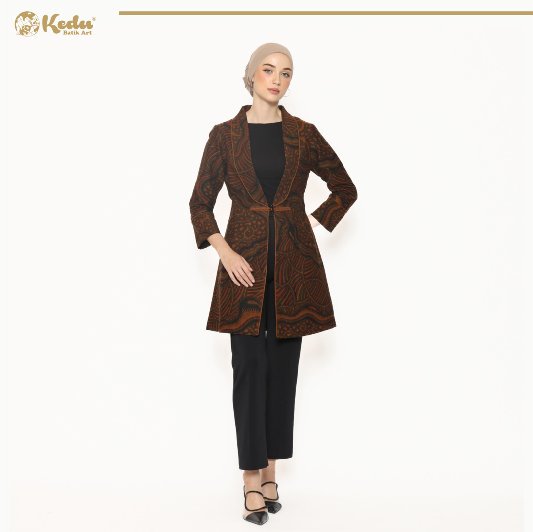 Ulat Batu - Outer Batik Wanita Dobby Abu