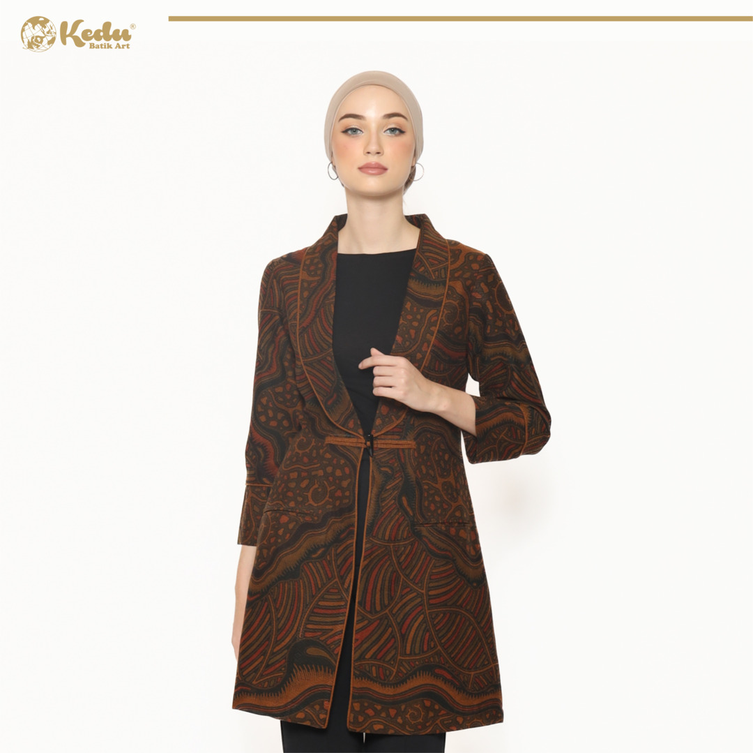 Ulat Batu - Outer Batik Wanita Dobby Abu