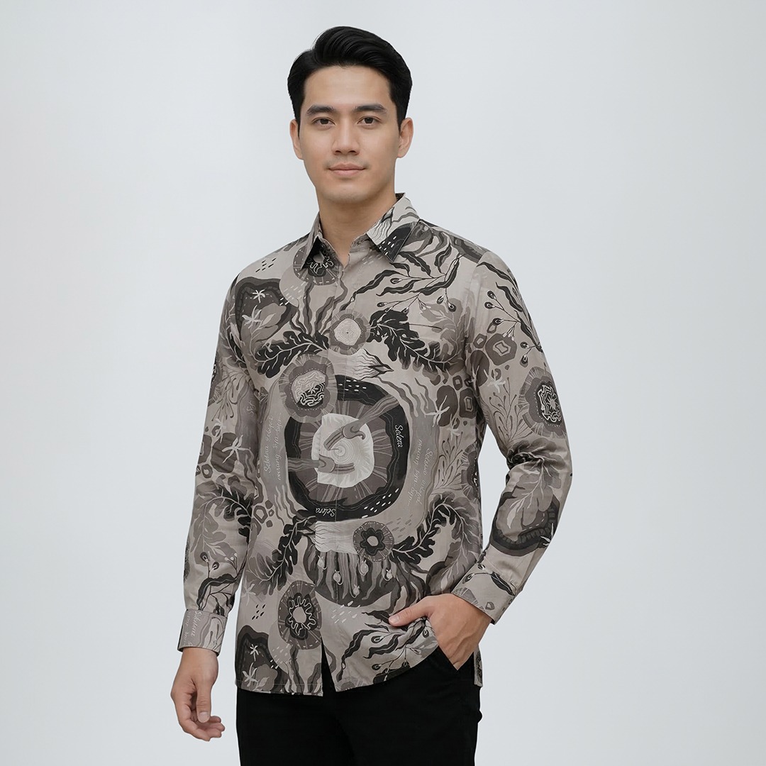 ARTINE - Kemeja Lengan Panjang Motif Dino
