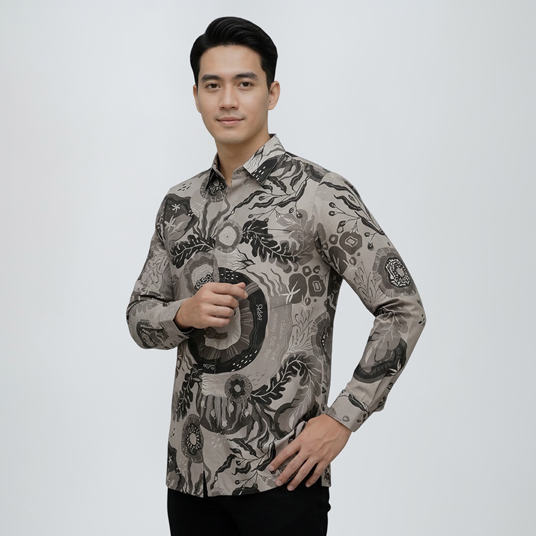 ARTINE - Kemeja Lengan Panjang Motif Dino