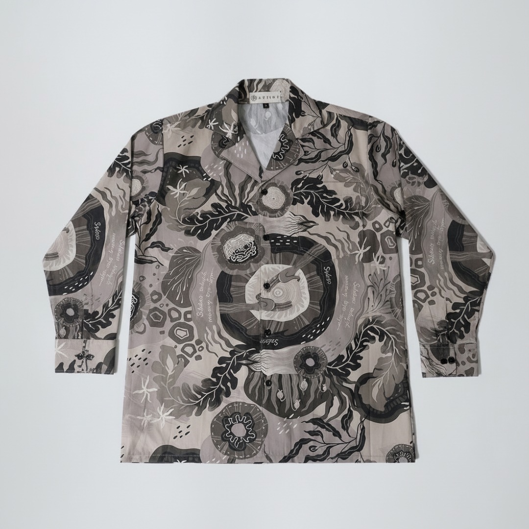 ARTINE - Kemeja Lengan Panjang Motif Dino