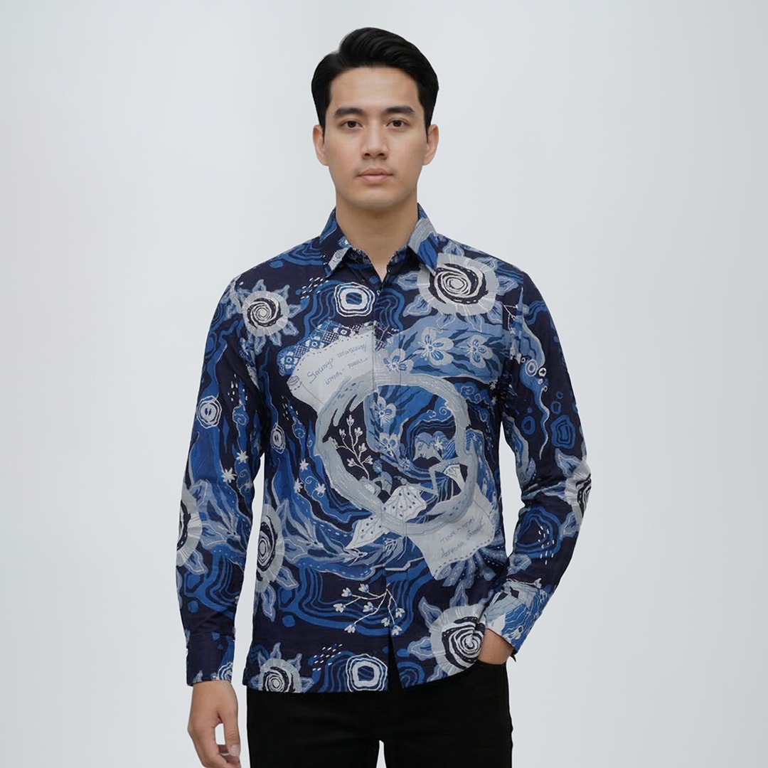 ARTINE - Kemeja Lengan Panjang Motif Dino