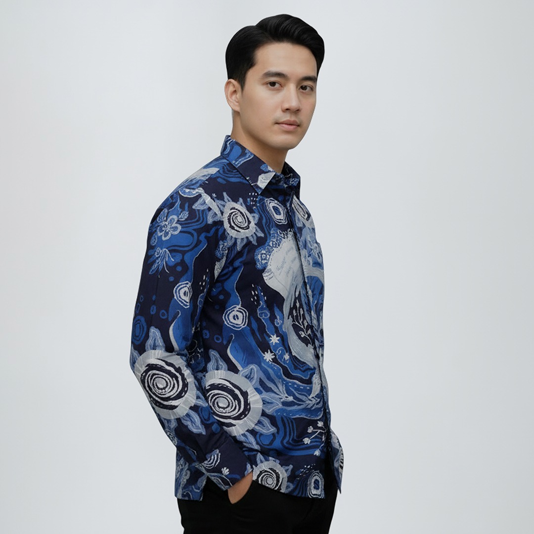 ARTINE - Kemeja Lengan Panjang Motif Dino