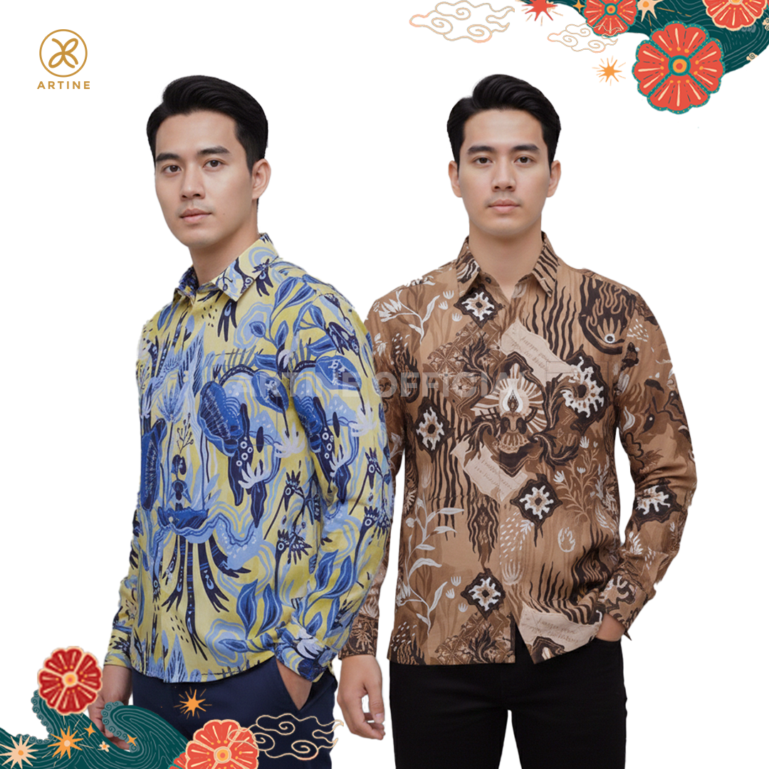 ARTINE - Kemeja Lengan Panjang Motif Dino