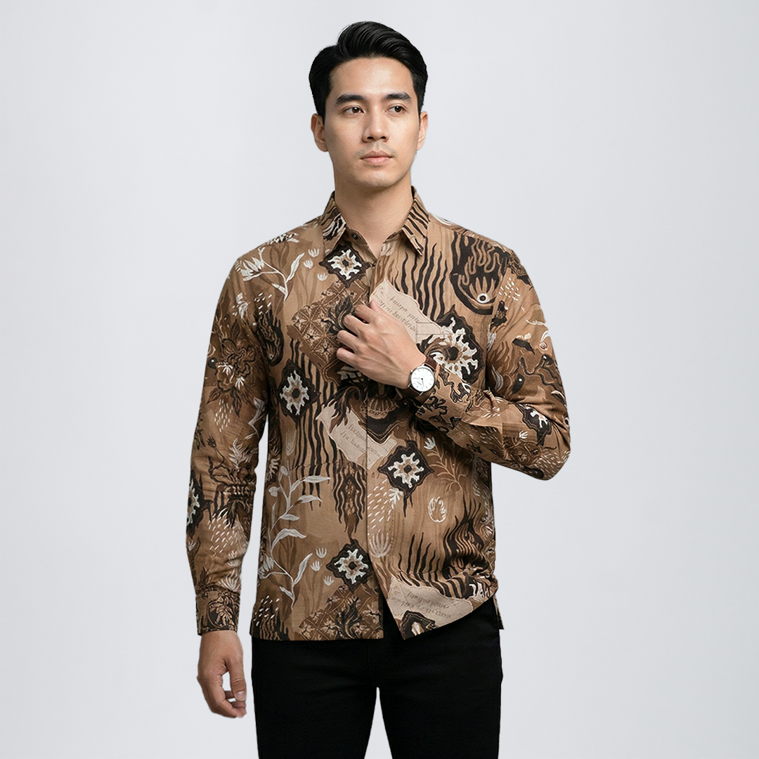 ARTINE - Kemeja Lengan Panjang Motif Dino
