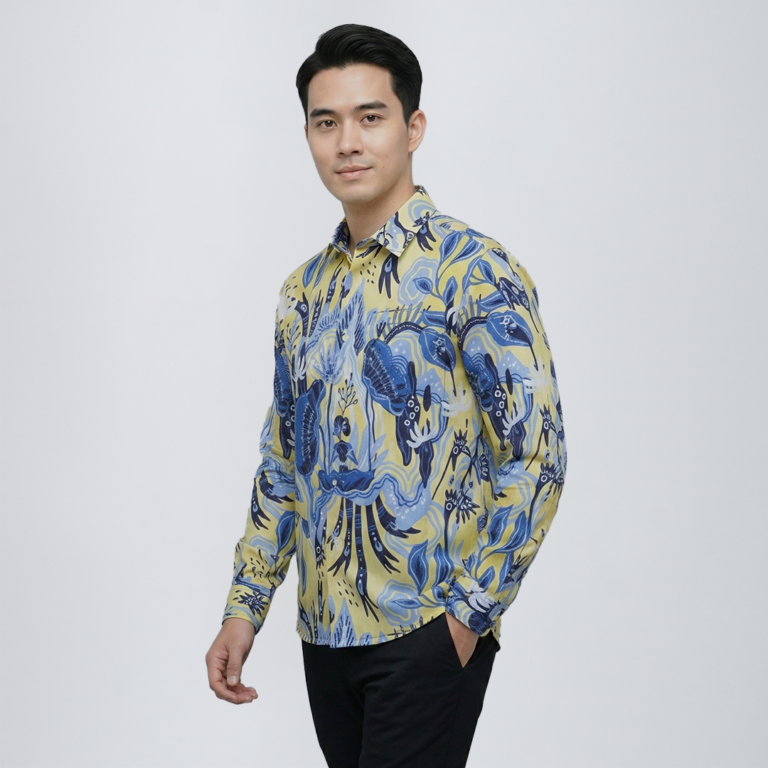 ARTINE - Kemeja Lengan Panjang Motif Dino
