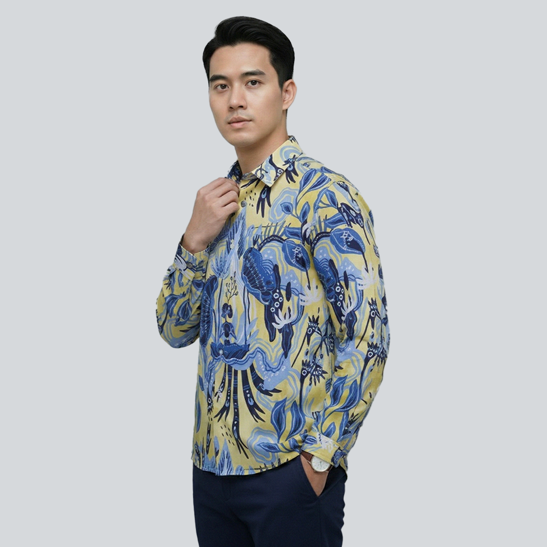 ARTINE - Kemeja Lengan Panjang Motif Dino