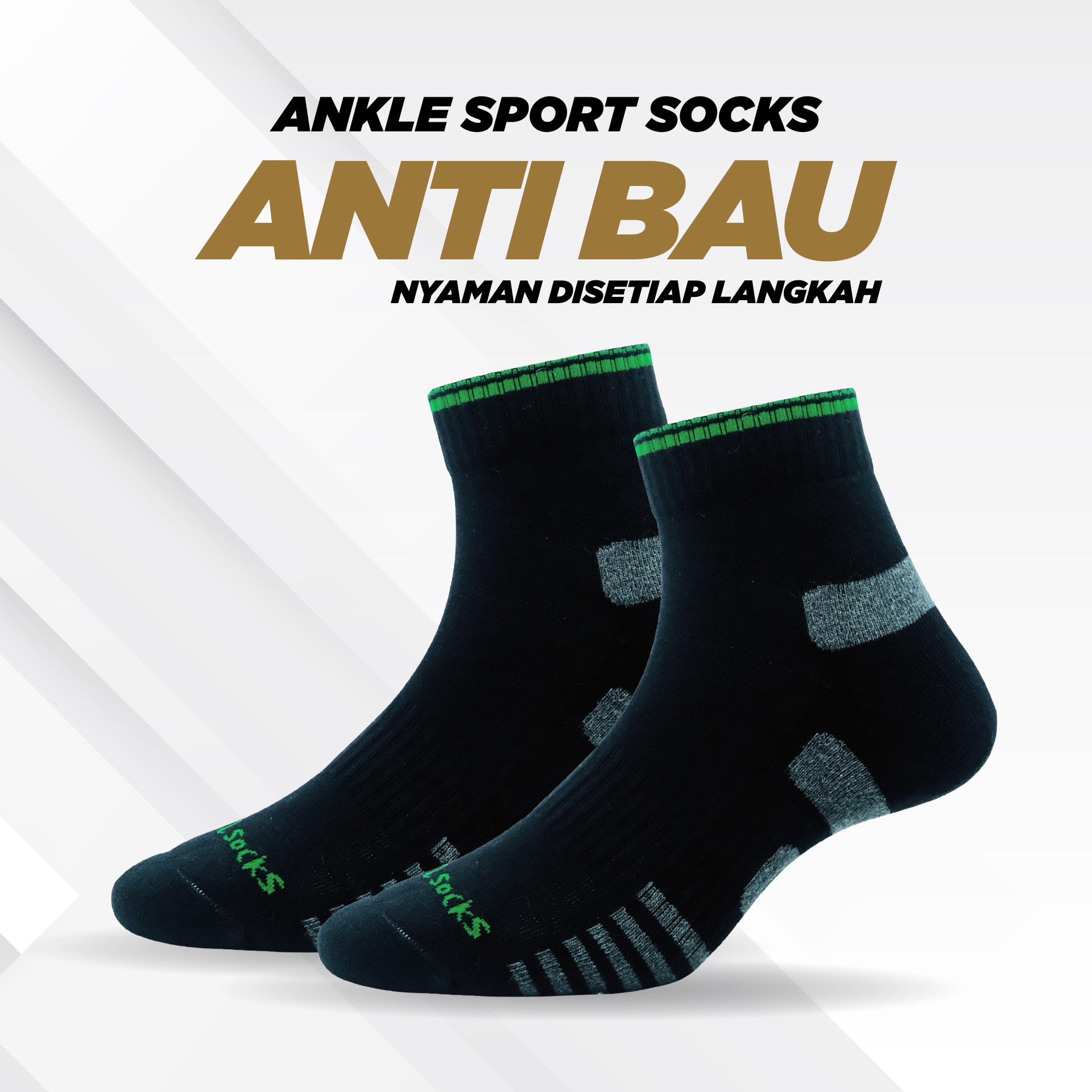 Kaos kaki Sport/Olahraga Bottom Line Socks - Kaos kaki pria wanita - Katun - Anti bakteri/bau