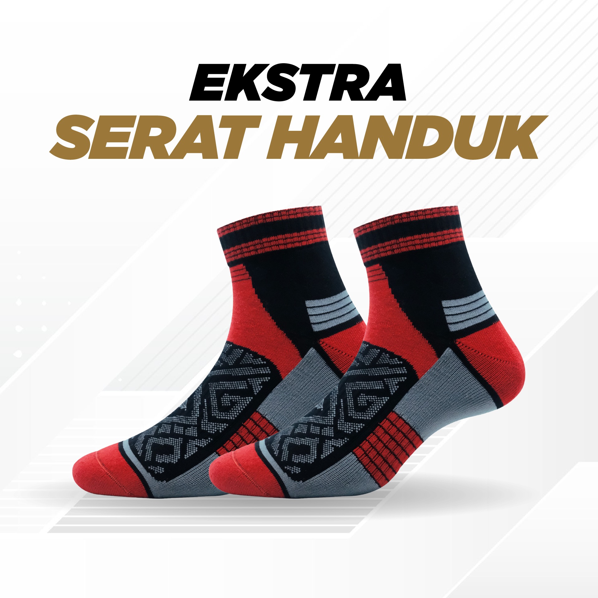 Kaos kaki Sport/Olahraga Sporteast Socks Red Grey Kaos kaki pria wanita - Katun - Anti bakteri/bau