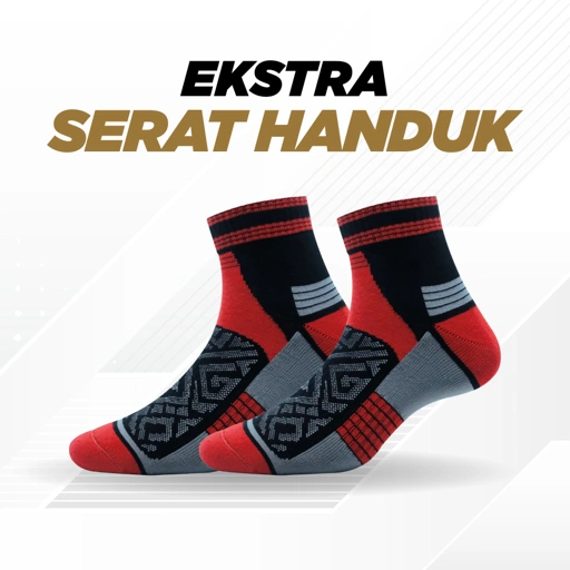 Image of Kaos kaki Sport/Olahraga Sporteast Socks Red Grey  Kaos kaki pria wanita - Katun - Anti bakteri/bau