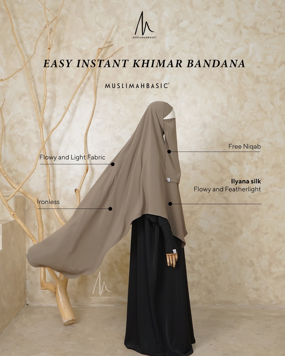 Ready Stock - Easy Instant Khimar Bandana V Shape