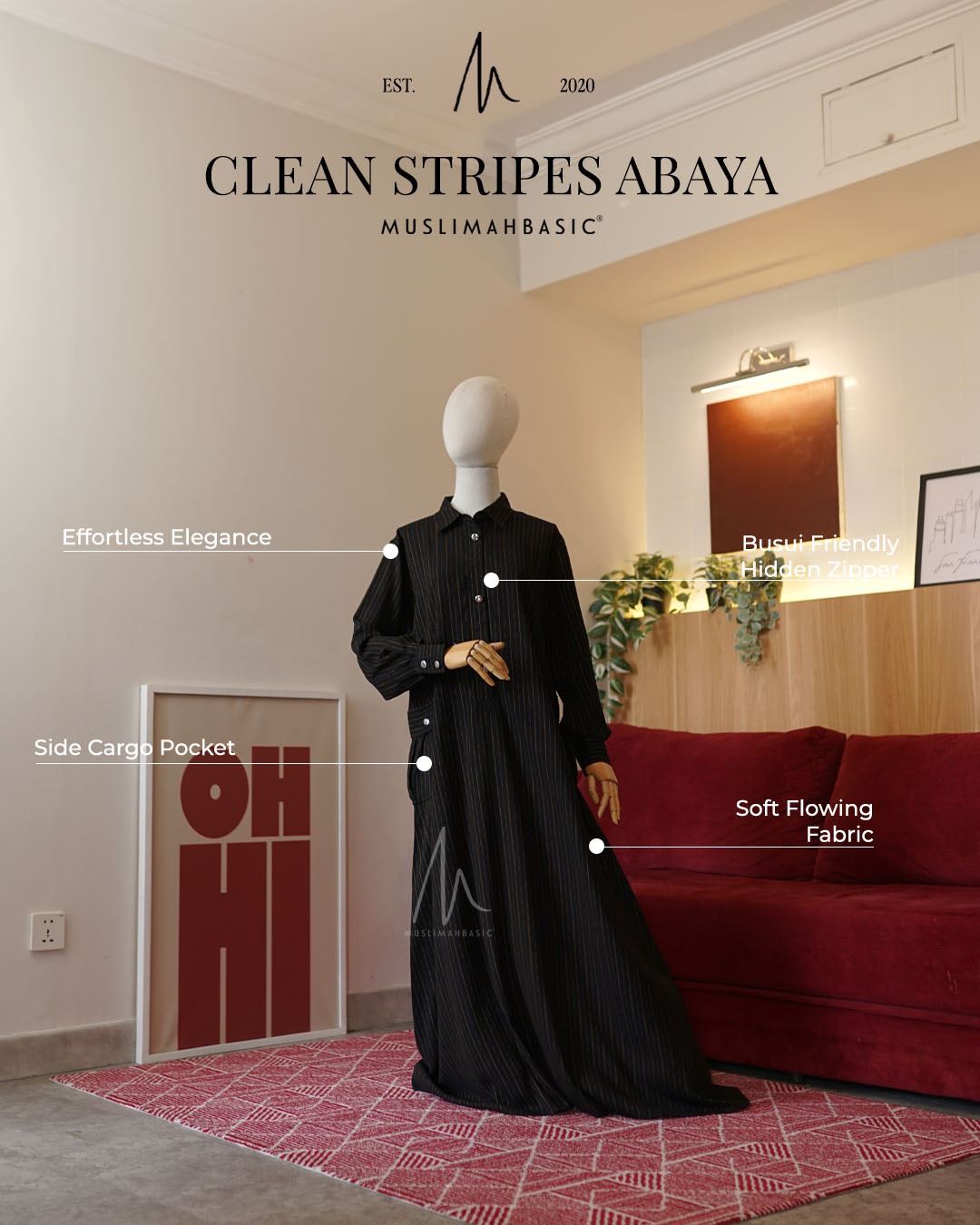 Clean Stripes Abaya