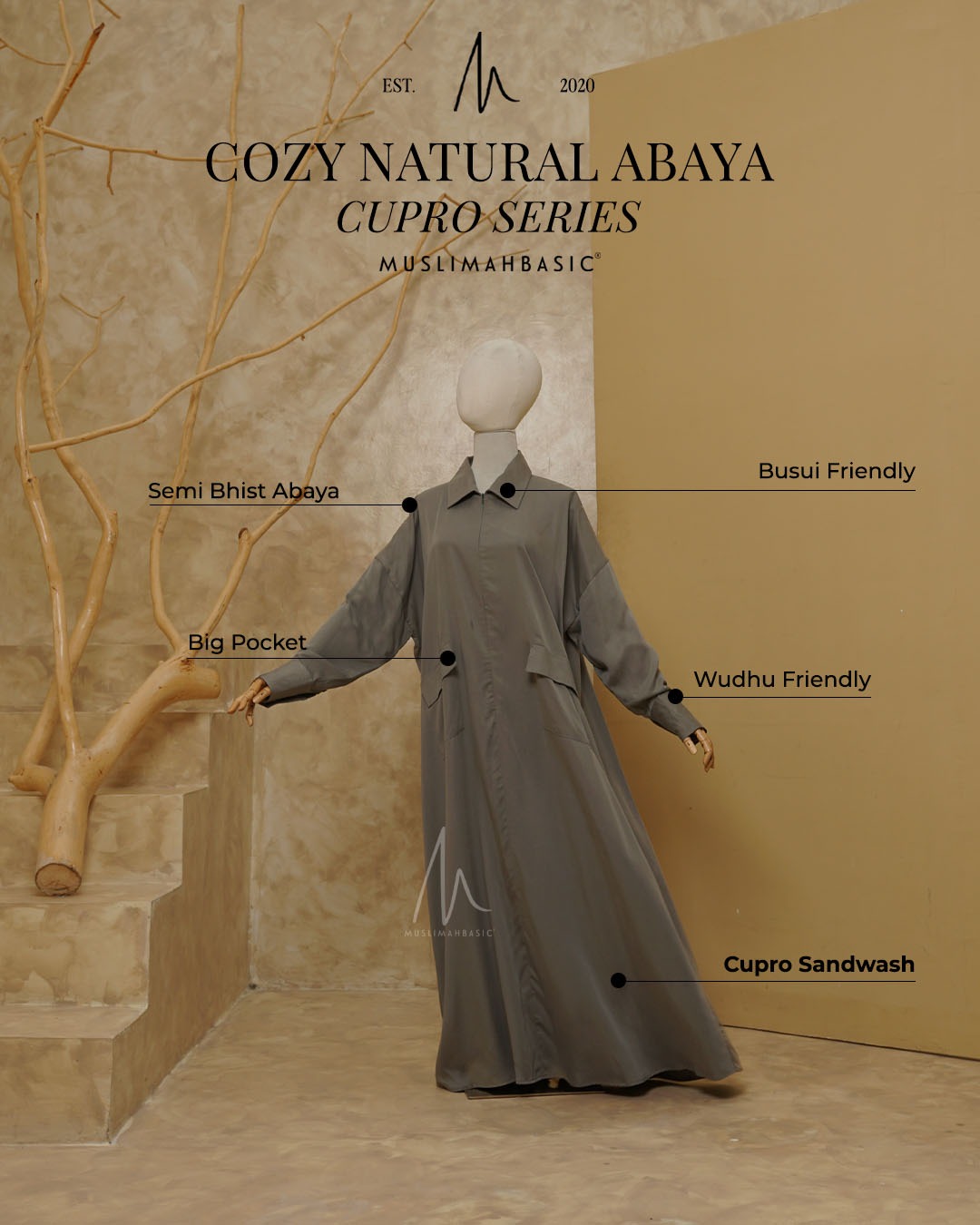  Cozy Natural Abaya Cupro Series