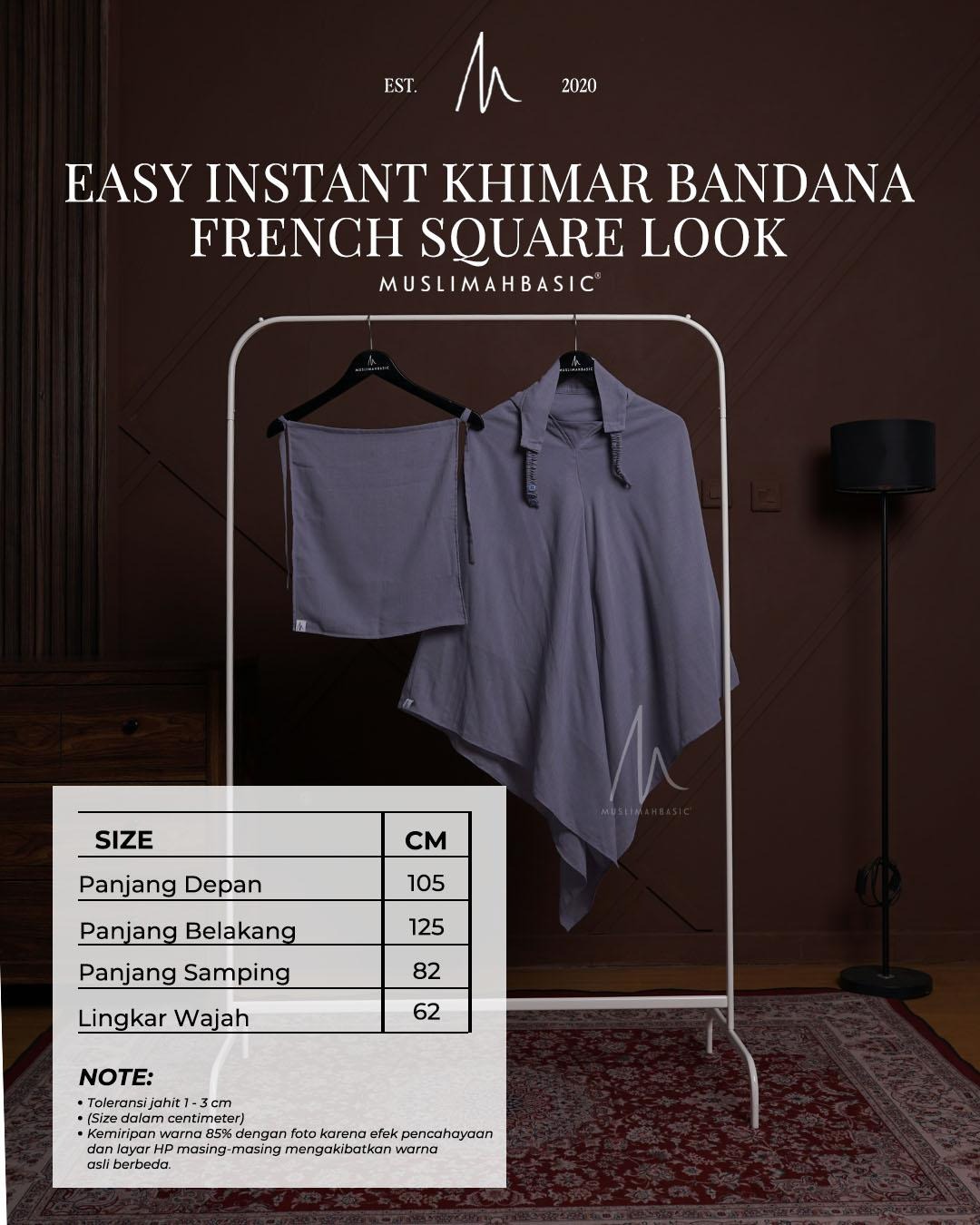 Easy Instant Khimar Bandana French Square Look