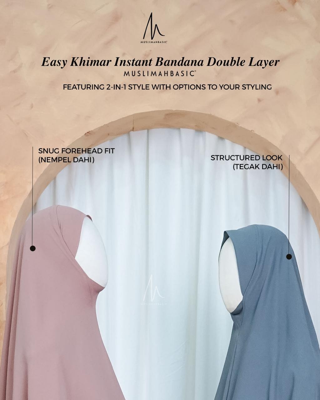 EASY INSTANT KHIMAR BANDANA DOUBLE LAYER V SERIES