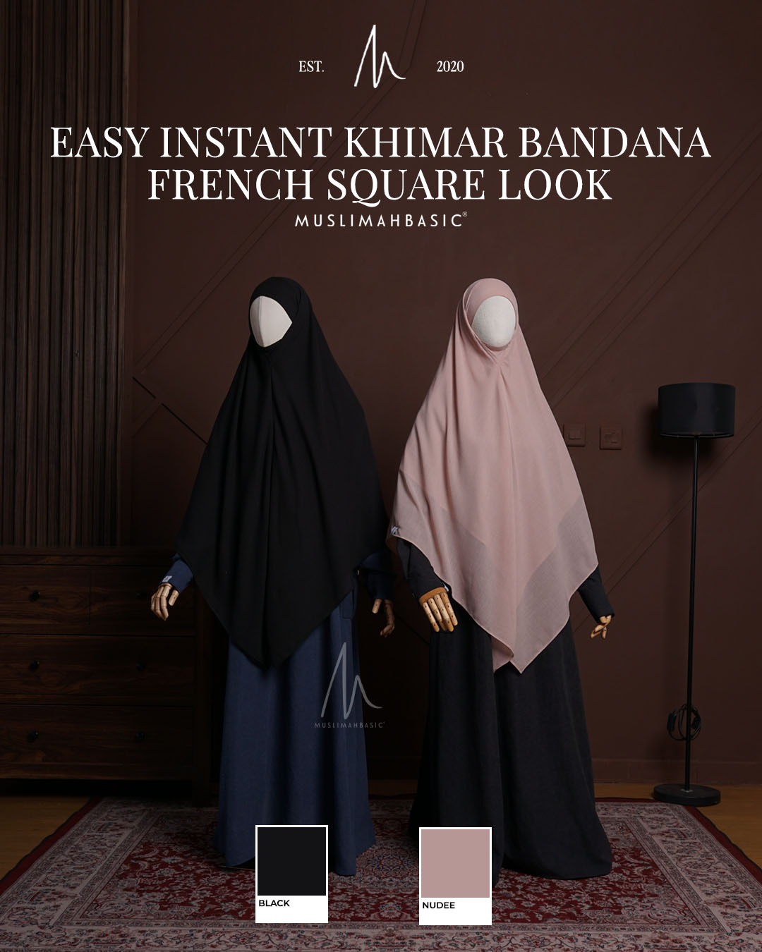 Easy Instant Khimar Bandana French Square Look