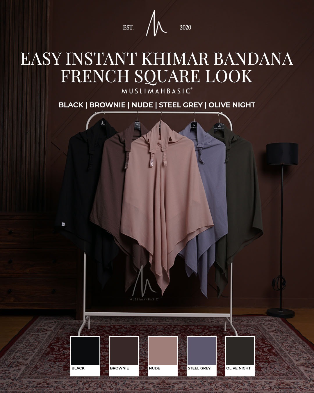 Easy Instant Khimar Bandana French Square Look