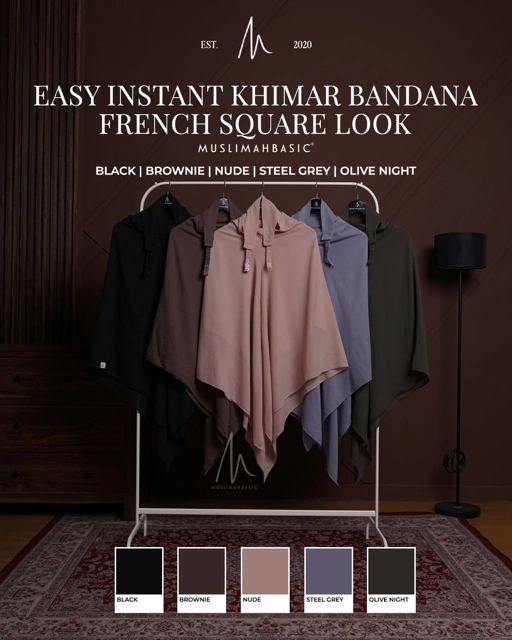 Image of Easy Instant Khimar Bandana French Square Look
