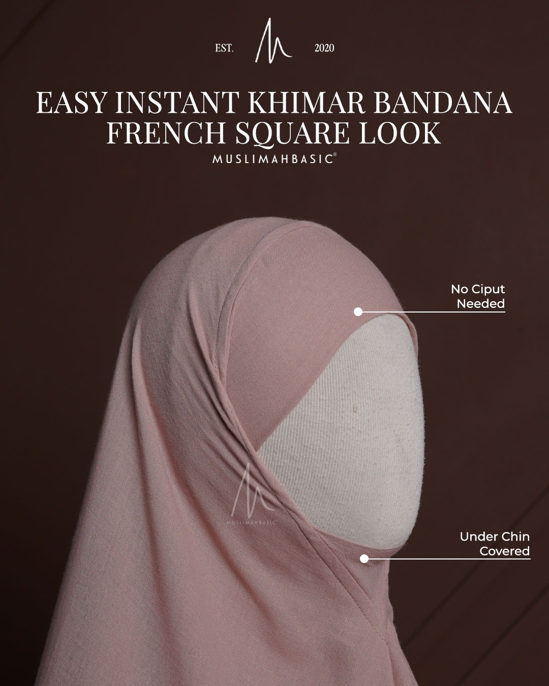 Easy Instant Khimar Bandana French Square Look