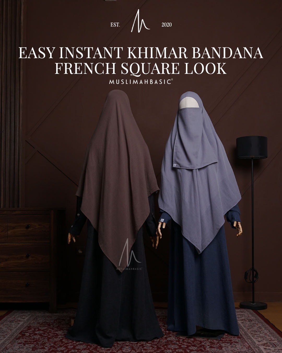 Easy Instant Khimar Bandana French Square Look