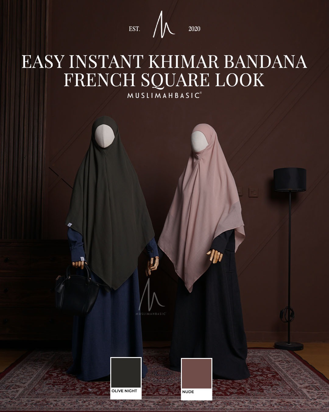 Easy Instant Khimar Bandana French Square Look