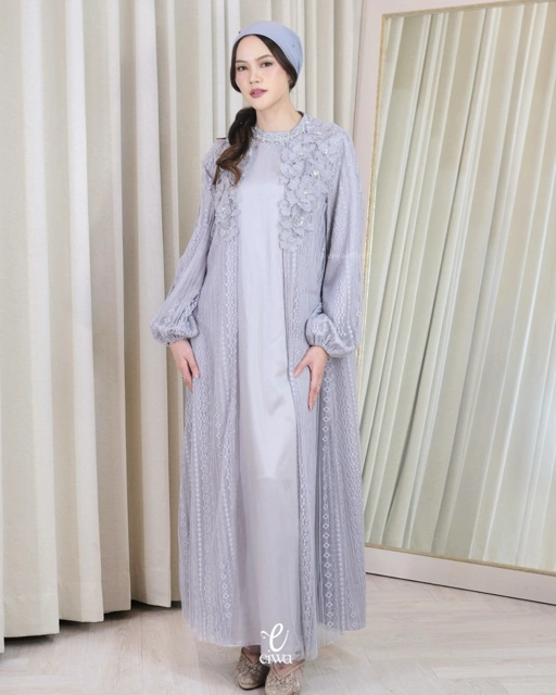 Image of Shilvana Dress Flowery gray | EIWA