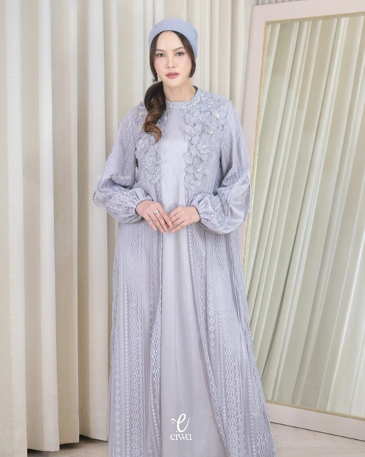 Image of Shilvana Dress Flowery gray | EIWA