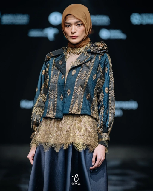 Image of Ishwari Outer Top Navy Gold | Eiwa