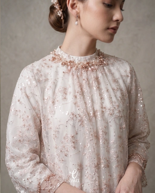 Image of Tuwarnam Tunik White Mauve | EIWA