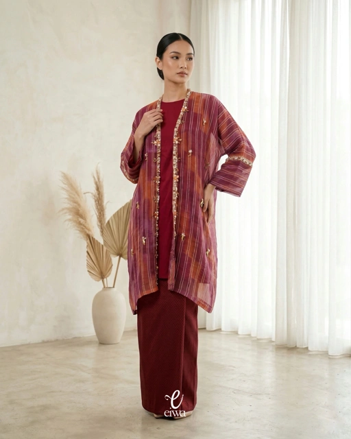 Image of Varsya Outer Tunik Orange Purple | EIWA