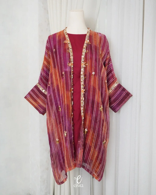 Image of Varsya Outer Tunik Orange Purple | EIWA