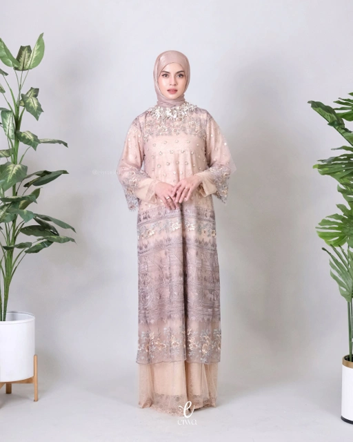 Image of Amanda Cream Peach Dress | EIWA    