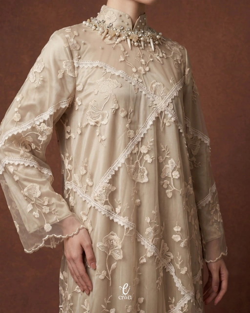 Velour Lacea Dress Taupe Sage | EIWA