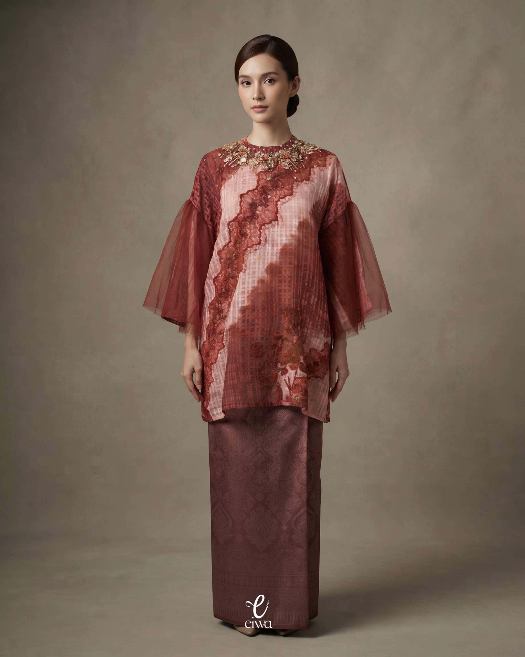 Bodo Top Syarin Gradasi Peach Tracotta | EIWA