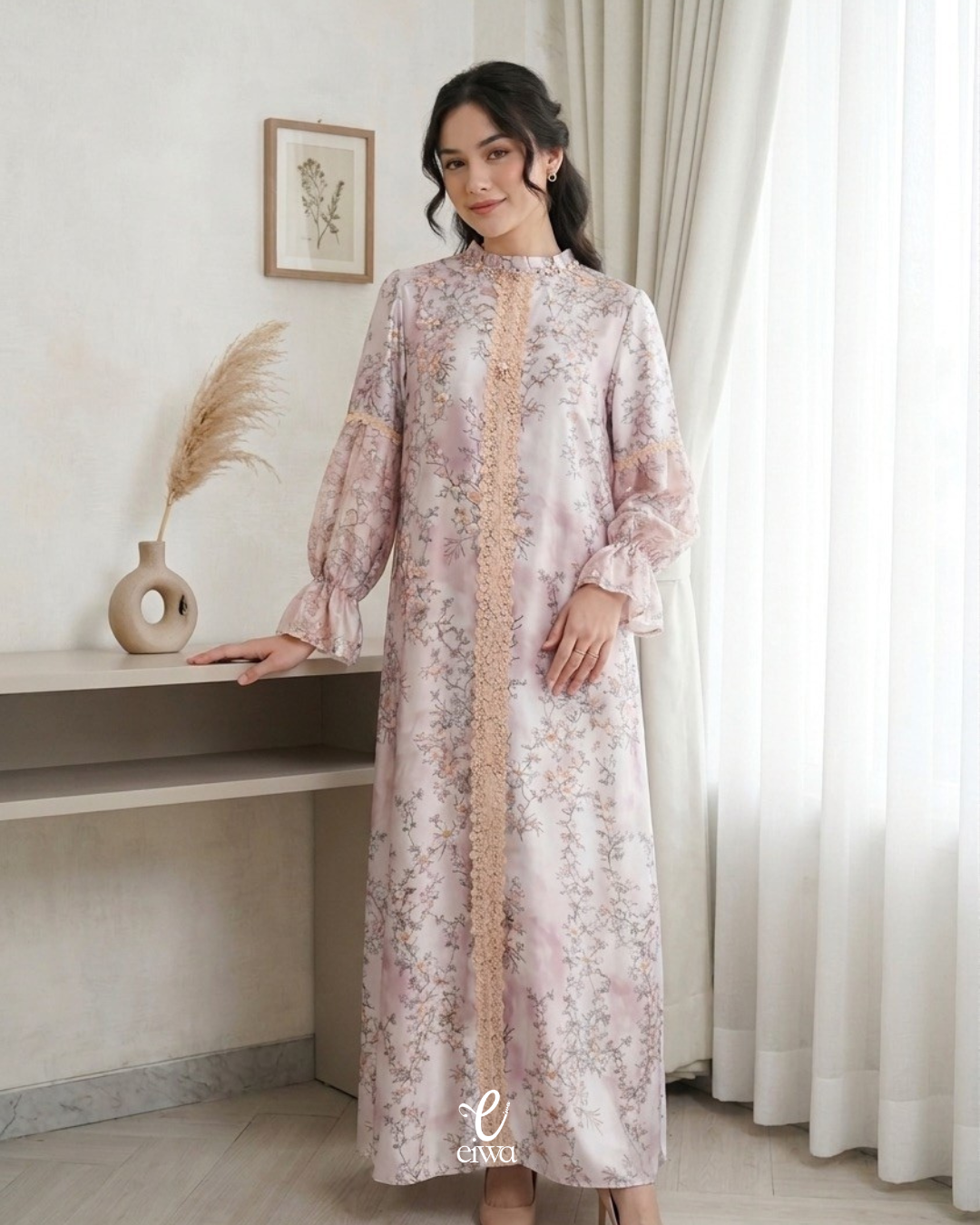 Arinda Dress Peach | EIWA