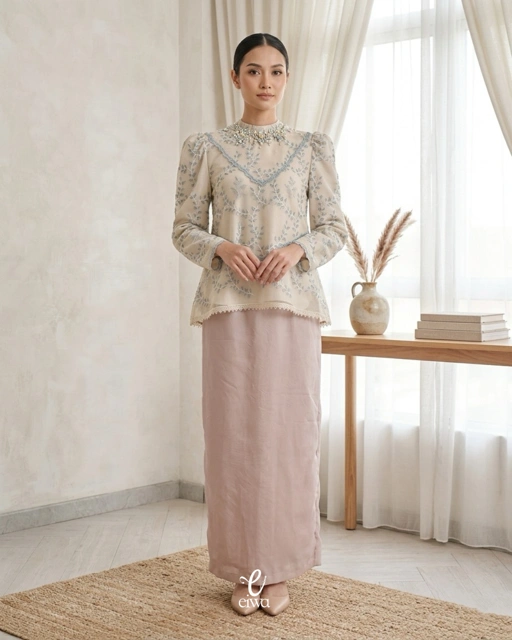 Image of Santika Top Cream Blue | EIWA